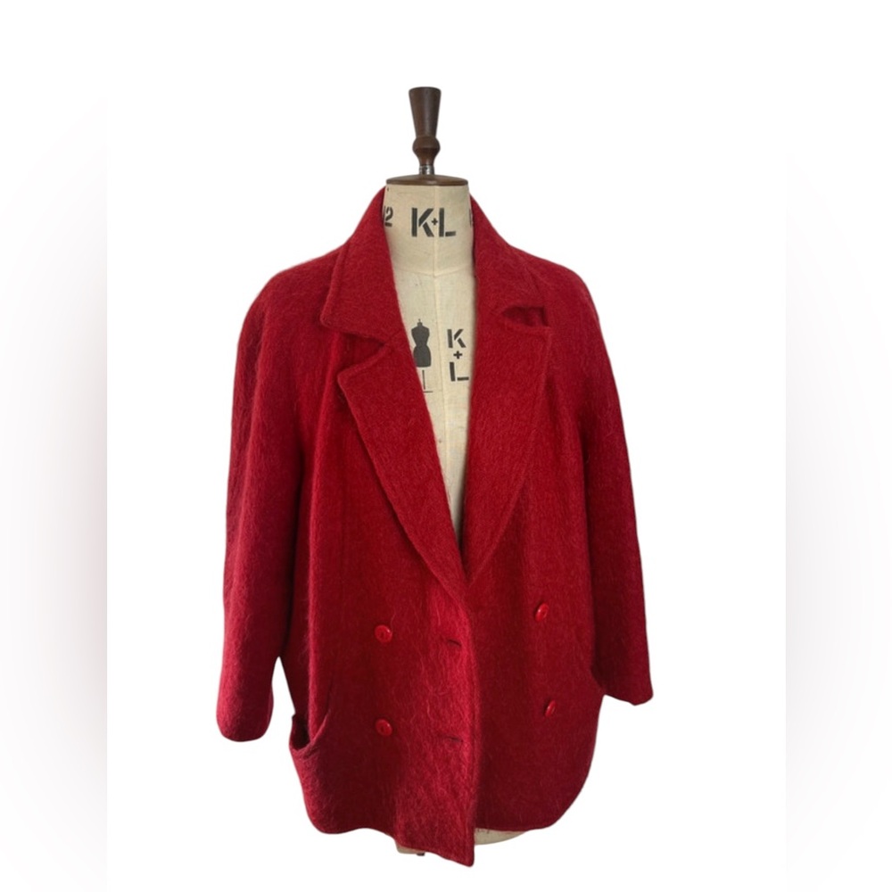 Red Women's Double-Breasted Wool Jacket